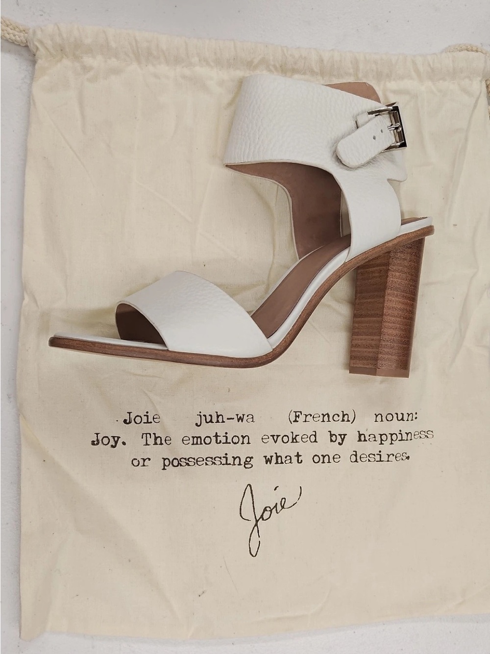 Joie Ivory Pebbled Leather Block Heel Sandal